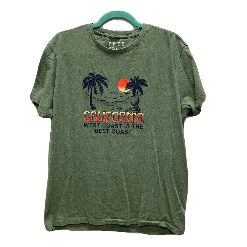 Free State Mens Womens M T-Shirt California West Coast Best Green Palm Tree